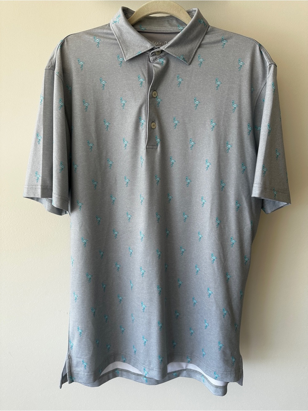 Johnnie-O Men’s Blue Flamingo Polo Shirt in Size M